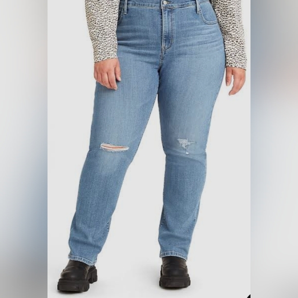 Levi’s 724 High-Rise Straight Leg Jeans – Size 24W, Distressed, Like New - Picture 1 of 8